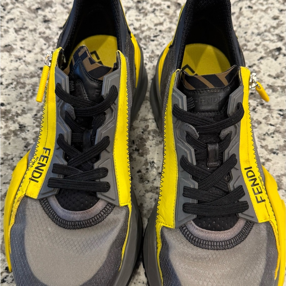 Fendi Yellow & Gray Low-Top Sneakers